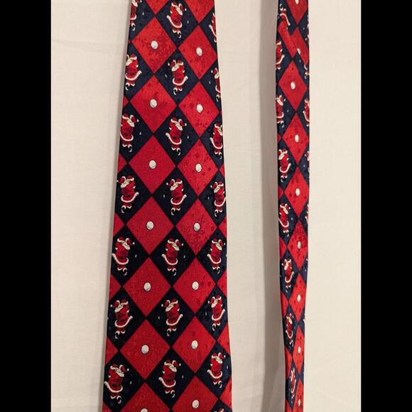Santa  Golf Christmas Tie/American Greetings/Checkered/Holiday/Silk - Picture 3 of 7